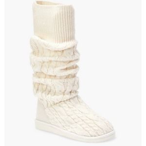 JUSTFAB Brittany Knit Sock Fuzzie Boots Women’s Size 9 in Ivory NEW